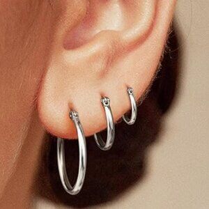 ☀️ORAZIO 2 Pairs Stainless Steel Hoop Earrings Set